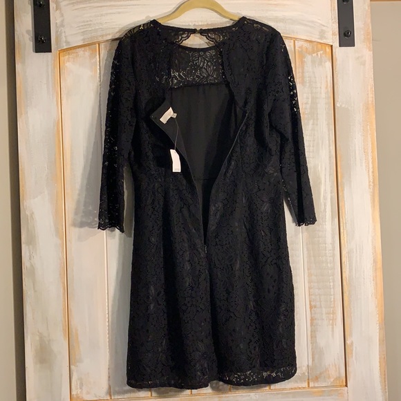 🖤LOFT Black Floral Lace Cut Out Back Dress🖤 - Picture 3 of 8